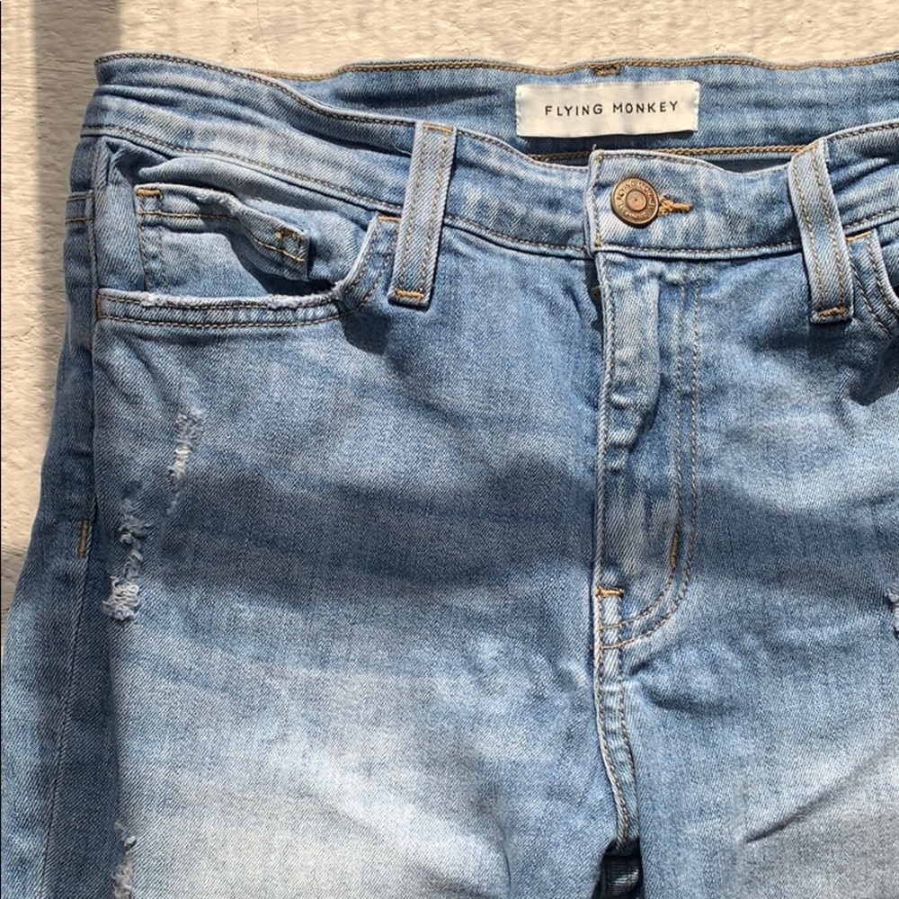 Ankle cut semi flare blue denim jeans